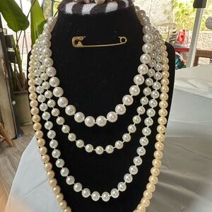 Bundle of Faux  Pearl Necklace and 1 stretch pearl bracelet